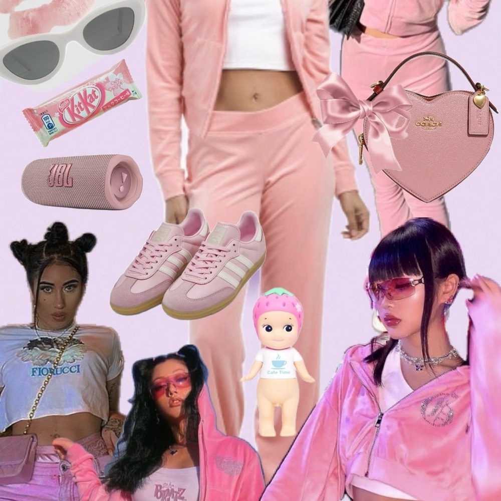 Hollister Pink Velour Jacket ,flare pant and crop top. Size S